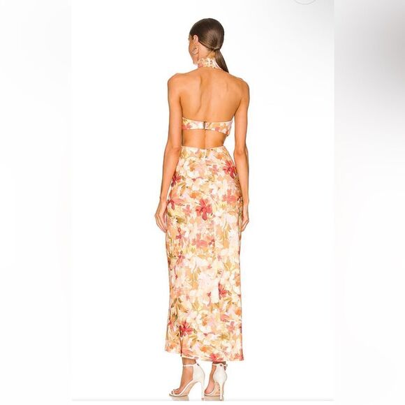 Significant Other Lapis Dress Watercolor Floral maxi midi halter rayon Revolve - Picture 3 of 13